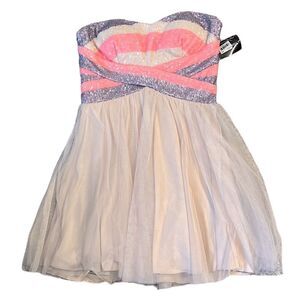 Mini Dress Junior's Size 7 Teeze Me Pink Purple Sequin Tulle Homecoming NEW